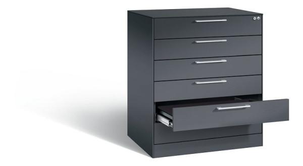 C+P archiefkast Asisto, H1010xB800xD600mm, kleur: zwart-grijs, beugelgreep, 146243-624 S10010
