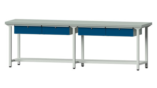 ANKE werkbanken werktafel, model 95, 2800 x 700 x 900 mm, RAL 7035/5010, ZBP 50 mm, 400.447