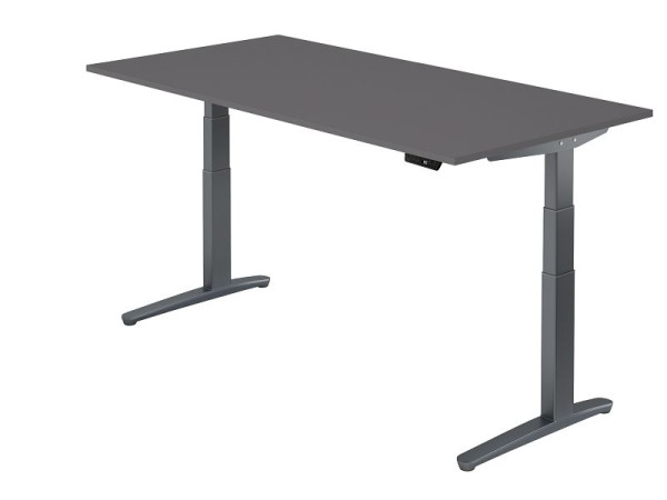 Hammerbacher zit-sta bureau elektrisch 200x100cm grafiet/G, rechthoekige vorm, VXBHM2E/G/GG