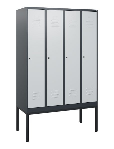 C+P Umkleidespind Classic PLUS, Gestell, 4 Abteile, 1950x1200x500mm, 7016/7035, Zylinderschlösser, 0800305-40 S10028