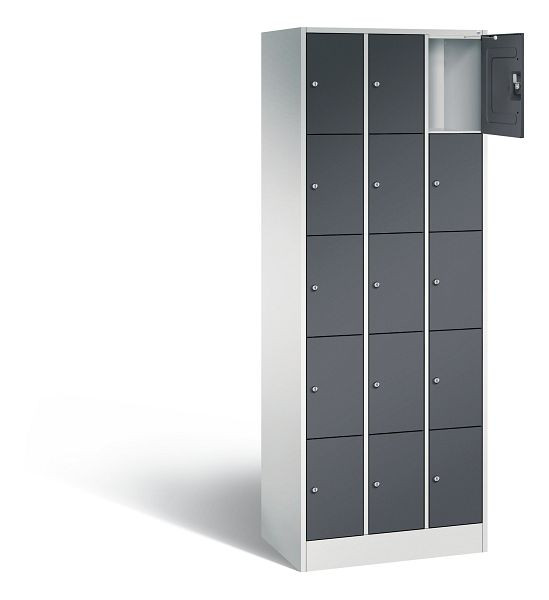 C+P lockerkast serie 8070, H1950xB680xD480mm, kleur: lichtgrijs / zwartgrijs, 80700-30 S10251