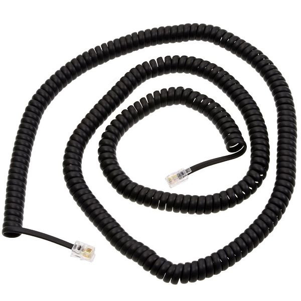 Helos handset spiraalkabel, extra lang, zwart, los, 14030