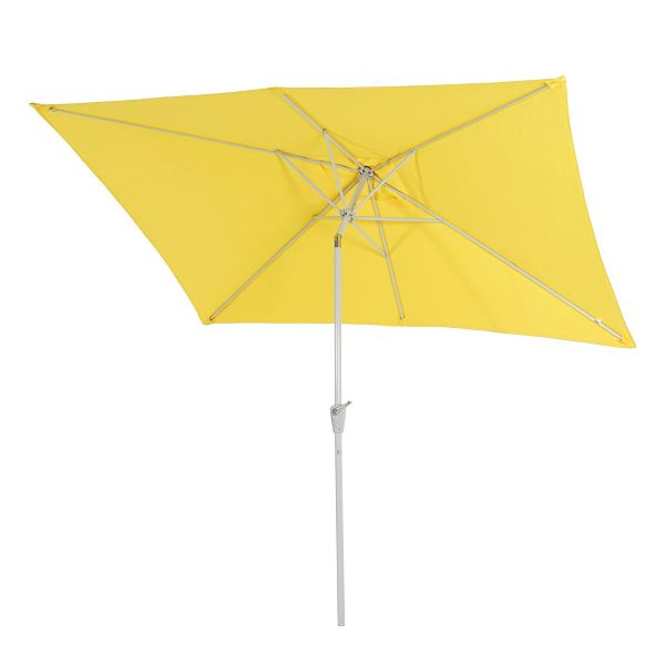 Mendler parasol N23, tuinparasol, 2x3m rechthoekig, kantelbaar, polyester/aluminium 4,5kg, geel, 76719