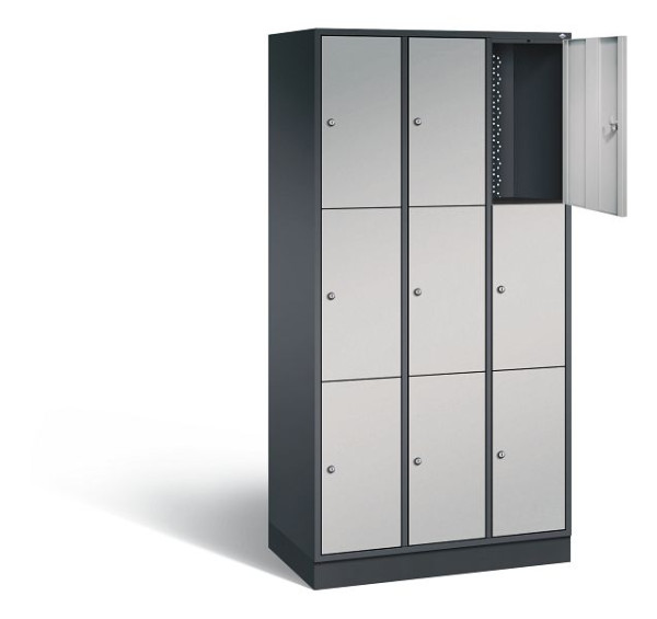 C+P lockerkast Intro, H1950xW920xD490mm, kleur: zwart-grijs/wit aluminium, 8370-301 S10045