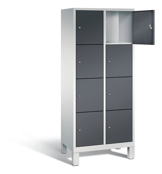 C+P lockerkast Evolo, H1850xW810xD500mm, kleur: lichtgrijs / zwartgrijs, 48010-224 S10142