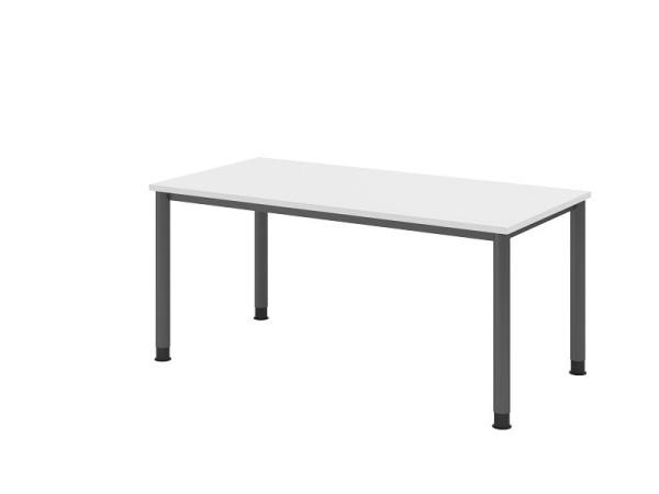 Hammerbacher bureau HS16, 160 x 80 cm, blad: wit, 25 mm dik, 4-poots frame in grafiet, werkhoogte 68,5-81cm, VHS16/W/G