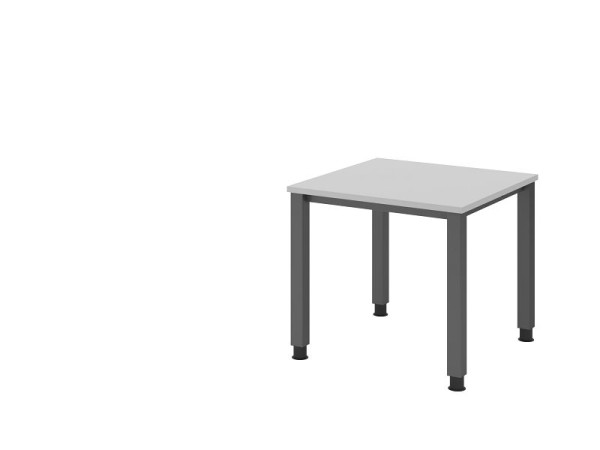 Hammerbacher bureau QS08, 80 x 80 cm, blad: grijs, 25 mm dik, 4-poots frame in grafiet (vergelijkbaar met RAL 7012), werkhoogte 68-83,5 cm, VQS08/5/G
