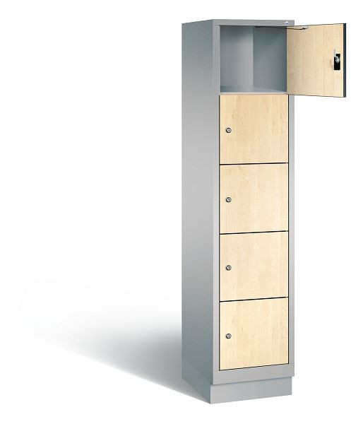 C+P lockerkast Evolo, H1800xB420xD500mm, kleur: wit aluminium / Donau esdoorn decor, 48020-125 S10149