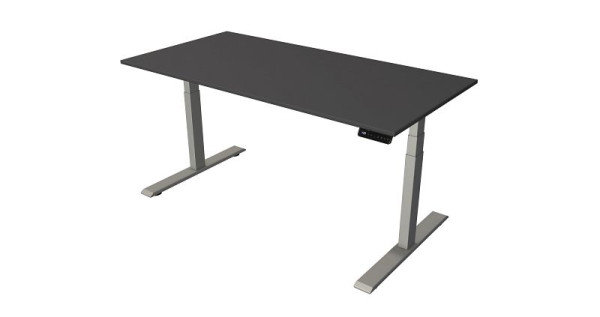 Kerkmann sta-/zittafel B 1600 x D 800 mm, zilver, elektrisch in hoogte verstelbaar van 630 - 1270 mm, antraciet/zilver, 10276513