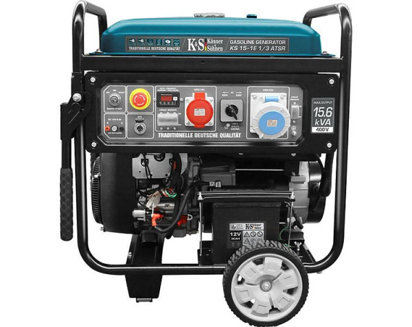 Könner & Söhnen 15,6kVA benzine E-start stroomgenerator, 1x32A(400V)/1x63A(230V), 12V, ATS aansluiting, spanningsregelaar, display, KS 15-1E 1/3 ATSR