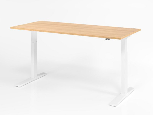 Hammerbacher bureau XMKA19, 180 x 80 cm, blad: eikenhout, 25 mm dik, ABS dikke rand, rechthoekige vorm, wit, VXMKA19/E/W