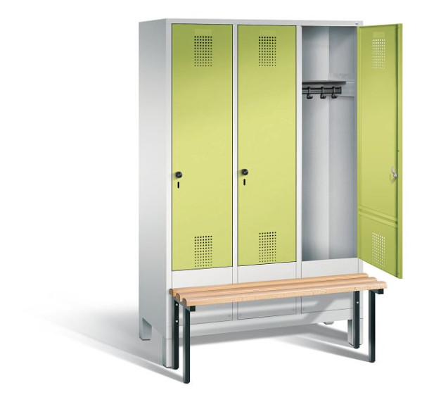 C+P Evolo kleerkast, H1850xB1200xD815mm, kleur: lichtgrijs / virid groen, 48030-32 S10145