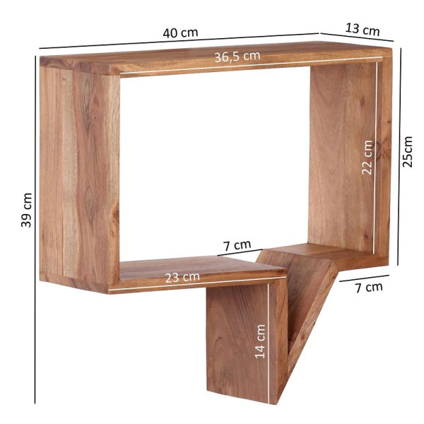 Wohnling set van 2 wandplanken MUMBAI massief hout acacia landhuisstijl, echt hout, natuurproduct, WL1.530