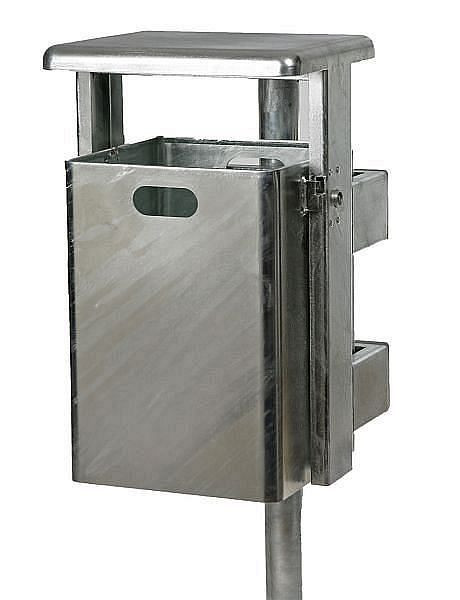 Renner rechthoekige afvalbak ca. 40 L, geschikt voor wand- en paalmontage, thermisch verzinkt, 7083-50FV