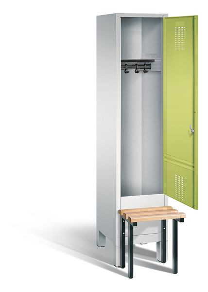 C + P Evolo garderobe, H1850xW420xD815mm, kleur: lichtgrijs / virid groen, 48030-12 S10090
