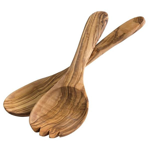 APS Saladecouverts, set van 2 -OLIVE-, elk 9,5 x 8,5 cm, handvat: 17 cm, olijfhout, 00841