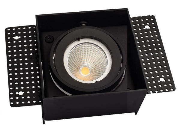 rutec Projekt VANYA aluminium spuitgiet inbouwspot 50mm zwenkbaar, vierkant, IP20, randloos, 1-vlammig - zwart, PEE712