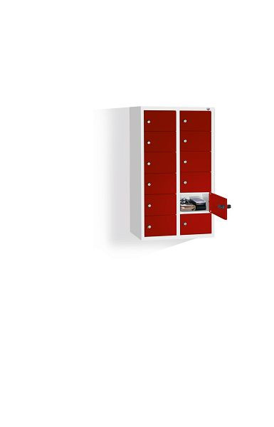 C+P kleine locker Intro, H770xW460xD200mm, kleur: lichtgrijs/robijnrood, 80700-231 S10031