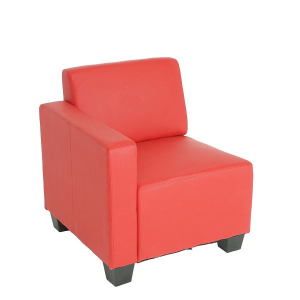 Mendler Modular zijdeel links, fauteuil met armleuningen Lyon, imitatieleer, rood, 21698