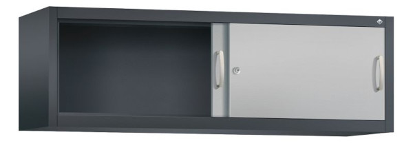 C+P bovenkast Acurado, H500xB1600xD400mm, kleur: zwart grijs/wit aluminium, beugelgreep, 1 niveau, 2144-00 S10046