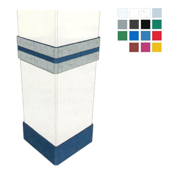 Stone HGS kolombeschermingsprofiel -Defender F15- voor rechthoekige kolommen met 45° afschuining 500x500 mm, hoogte 150 mm, blauw, zonder gat (voedselveilig), 37910-0701