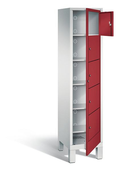 C+P wasverzamelkast Evolo, H1850xW420xD500mm, kleur: lichtgrijs/robijnrood, 48060-105 S10014