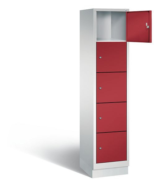 C+P lockerkast Evolo, H1800xB420xD500mm, kleur: lichtgrijs/robijnrood, 48020-125 S10008