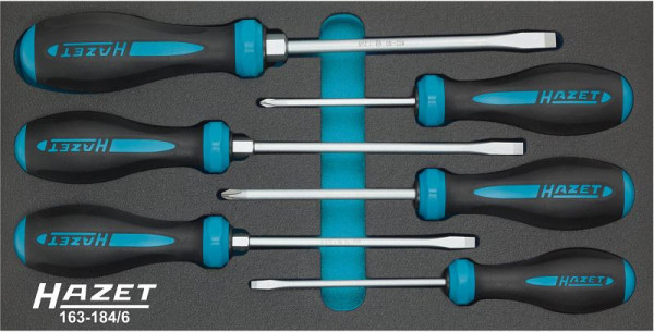 Hazet schroevendraaierset HEXAnamic®, Phillips profiel PH, sleufprofiel, 0,8 x 4 - 1,2 x 8, PH1 - PH2, aantal gereedschappen: 6, 163-184/6