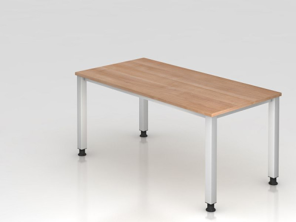 Hammerbacher bureau 4-poots vierkant 160x80cm walnoot, rechthoekige vorm, VQS16/N/S
