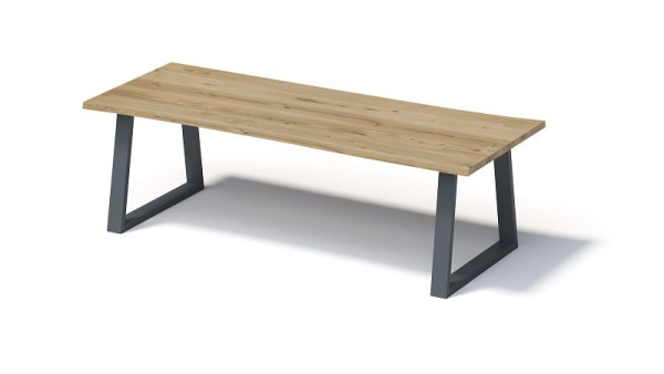 Bisley Fortis tafel naturel, 2600 x 1000 mm, natuurlijke boomrand, geolied oppervlak, T-frame, oppervlak: naturel / frame: antracietgrijs, FN2610TP334