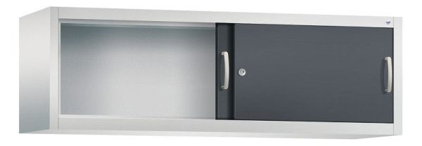 C+P bovenkast Acurado, H500xB1600xD400mm, kleur: lichtgrijs/zwartgrijs, beugelgreep, 1 niveau, 2144-00 S10039