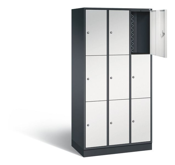 C+P lockerkast Intro, H1950xW920xD490mm, kleur: zwartgrijs/lichtgrijs, 8370-301 S10053