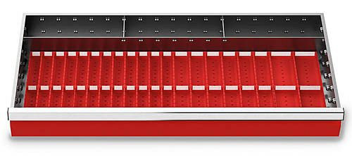 Bedrunka + Hirth lade-inzet T500 R 36-16, voor frontpaneel hoogte 100 mm, 47 stuks, trogblad, 198-130