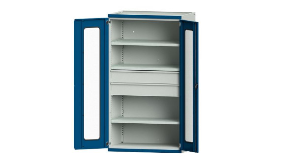 ANKE werkbanken, zware kast, model 102, 1085 x 690 x 1950 mm, zichtvlak van plexiglas, RAL 7035/5010, 621.032