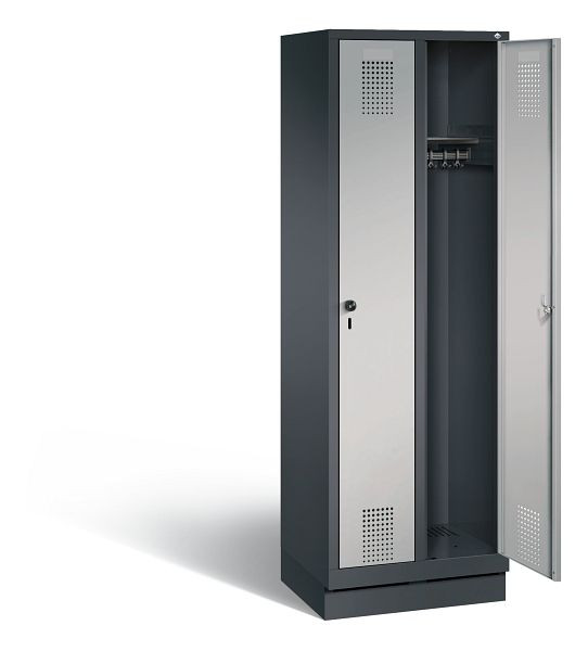 C+P Evolo garderobe, H1800xW610xD500mm, kleur: zwart-grijs/wit aluminium, 48020-20 S10036