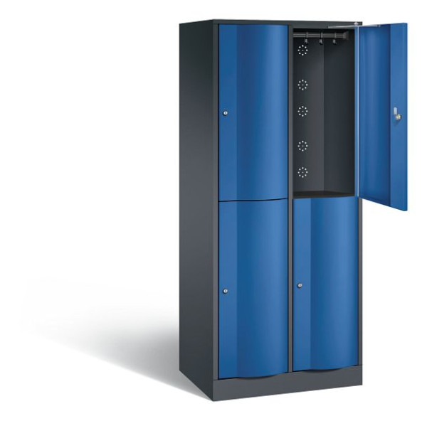 C+P locker dubbellaags Resisto, H1950xW772xD540mm, kleur: zwartgrijs / gentiaanblauw, 8270-272 S10059
