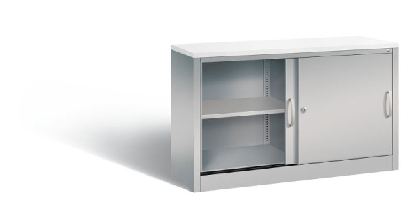 C+P dressoir met schuifdeuren Acurado, H720xB1200xD400mm, kleur: wit aluminium, beugelgreep, 2 FH, 5723-00 S10378