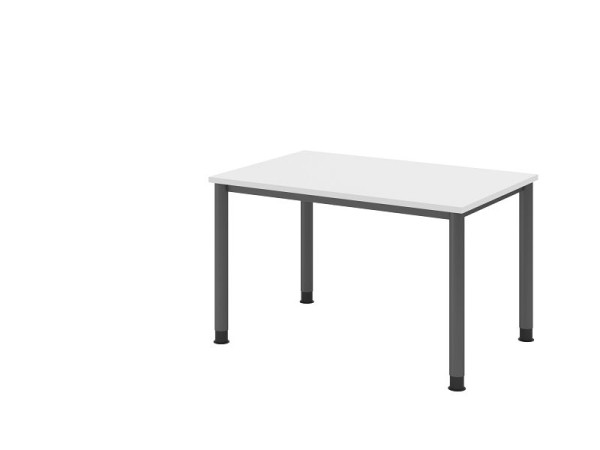 Hammerbacher bureau HS12, 120 x 80 cm, blad: wit, 25 mm dik, 4-poots frame in grafiet, werkhoogte 68,5-81cm, VHS12/W/G
