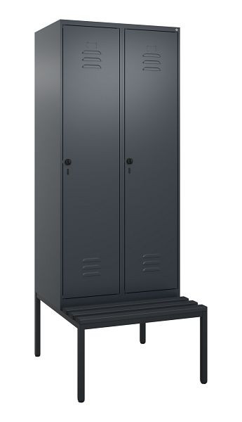 C+P luierkastje Classic PLUS, met onderbank, 2 vakken, 2120x800x815mm, 7016/7016, draaibare sluiting, 0800507-22 S10042