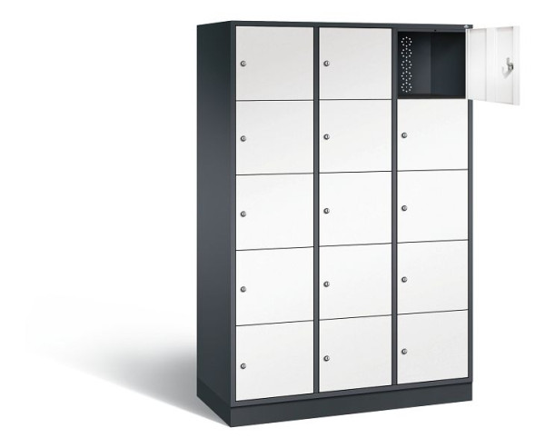 C+P XL lockerkast Intro, H1950xB1220xD490mm, kleur: zwartgrijs / verkeerswit, 8570-302 S10126