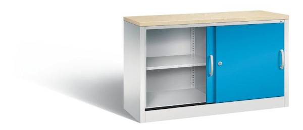 C+P dressoir met schuifdeuren Acurado, H720xB1200xD400mm, kleur: lichtgrijs/lichtblauw, beugelgreep, 2 niveaus, 5723-00 S10465