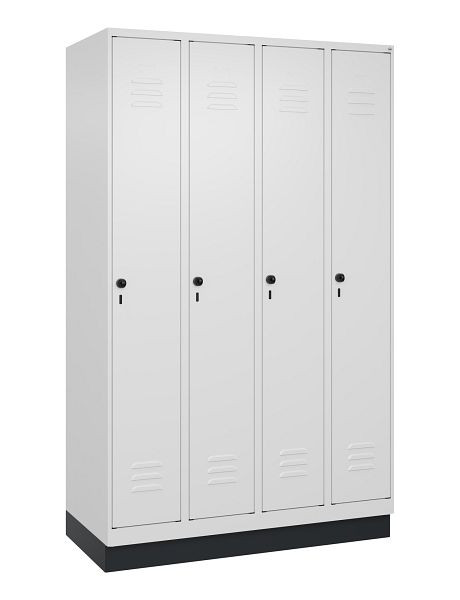 C+P Umkleidespind Classic PLUS, Sockel, 4 Abteile, 1950x1200x500mm, 9016/9016, Drehriegel, 080020-40 S10014