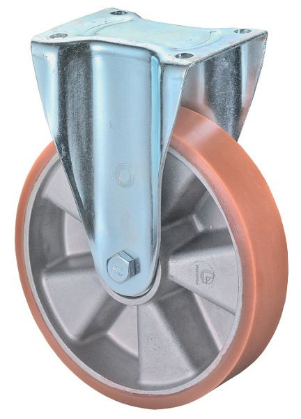 BS Rollen zwaarlastwiel, bokwiel, wielbreedte 50 mm, wiel-Ø 200 mm, 600 kg, polyurethaan gegoten 95 Shore A, aluminium, kogellager, N110.B90.203