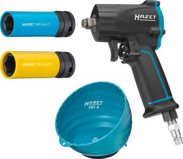 Hazet slagmoersleutelset, maximaal losdraaimoment: 1100 Nm, massief aandrijfvierkant 12,5 mm (1/2 inch), jumbohamermechanisme, aantal gereedschappen: 4, 9012M/4