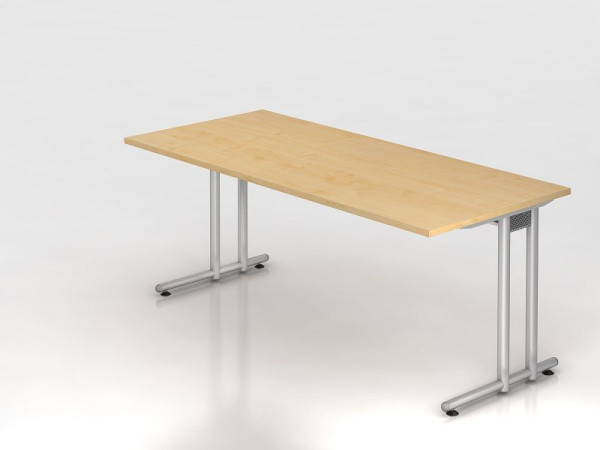 Hammerbacher bureau C-poot 180x80cm esdoorn/zilver, werkhoogte 72 cm, VNS19/3/S