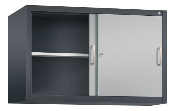 C+P bovenkast Acurado, H790xB1200xD500mm, kleur: zwart grijs/wit aluminium, beugelgreep, 2 niveaus, 2055-00 S10076
