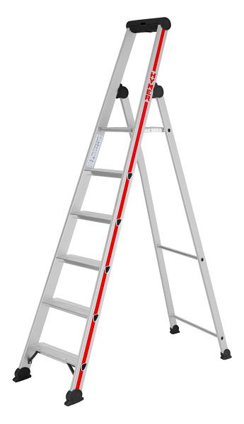 HYMER trapladder met platform, van één zijde toegankelijk, 6 treden, lengte 2,12 m, stahoogte: 1,35 m, 402606