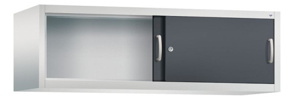 C+P bovenkast Acurado, H500xB1600xD500mm, kleur: lichtgrijs/zwartgrijs, beugelgreep, 1 niveau, 2154-00 S10074