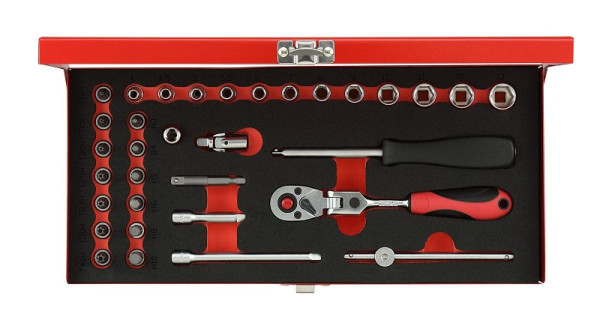 GEDORE dopsleutelset rood 1/4 SW4-13mm 33-delig, 3300004