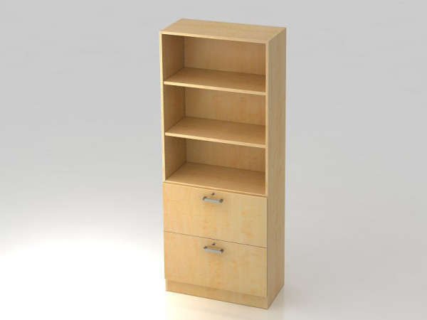 Hammerbacher kast 5OH, 2HR, onderzijde chroomgreep esdoorn/esdoorn, 80x42x200,4 cm (BxDxH), V7300/3/3/CE